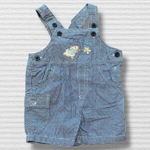 Peter Rabbit Baby Boy Shortall 0–3M Retro Blue Gingham Embroidered Romper Outfit